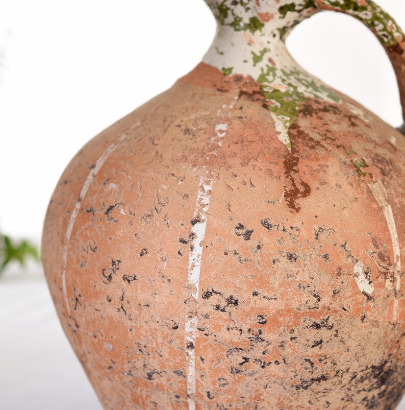 French Antique Wabi Sabi vase. Vintage Crock Jug, Clay Jug . Primitive Antiques. Old Pottery. Anything Rustic Very Rare To Find.