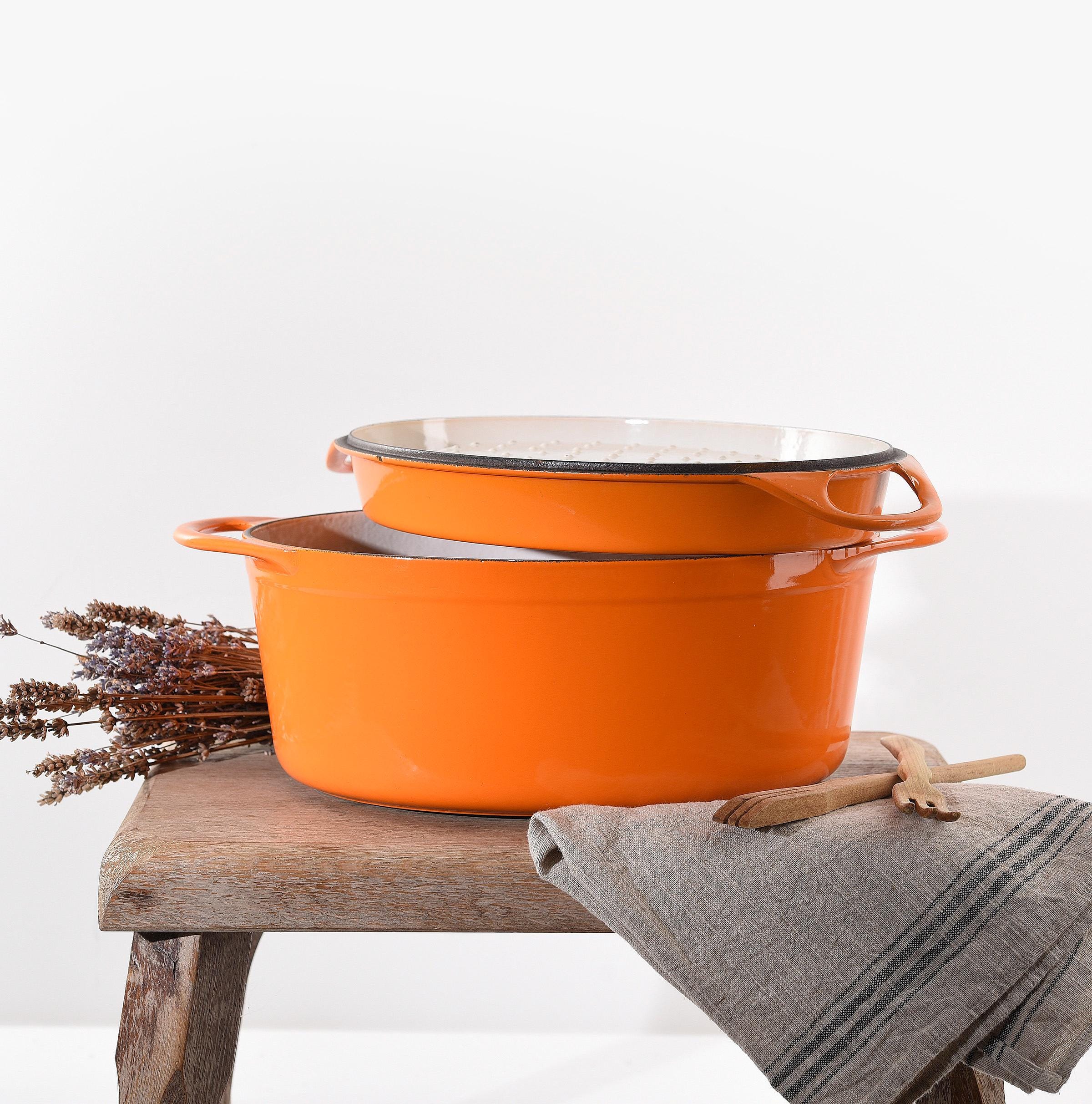 Cousances, Le Creuset Dutch Oven- French XL Orange Enameled Cast