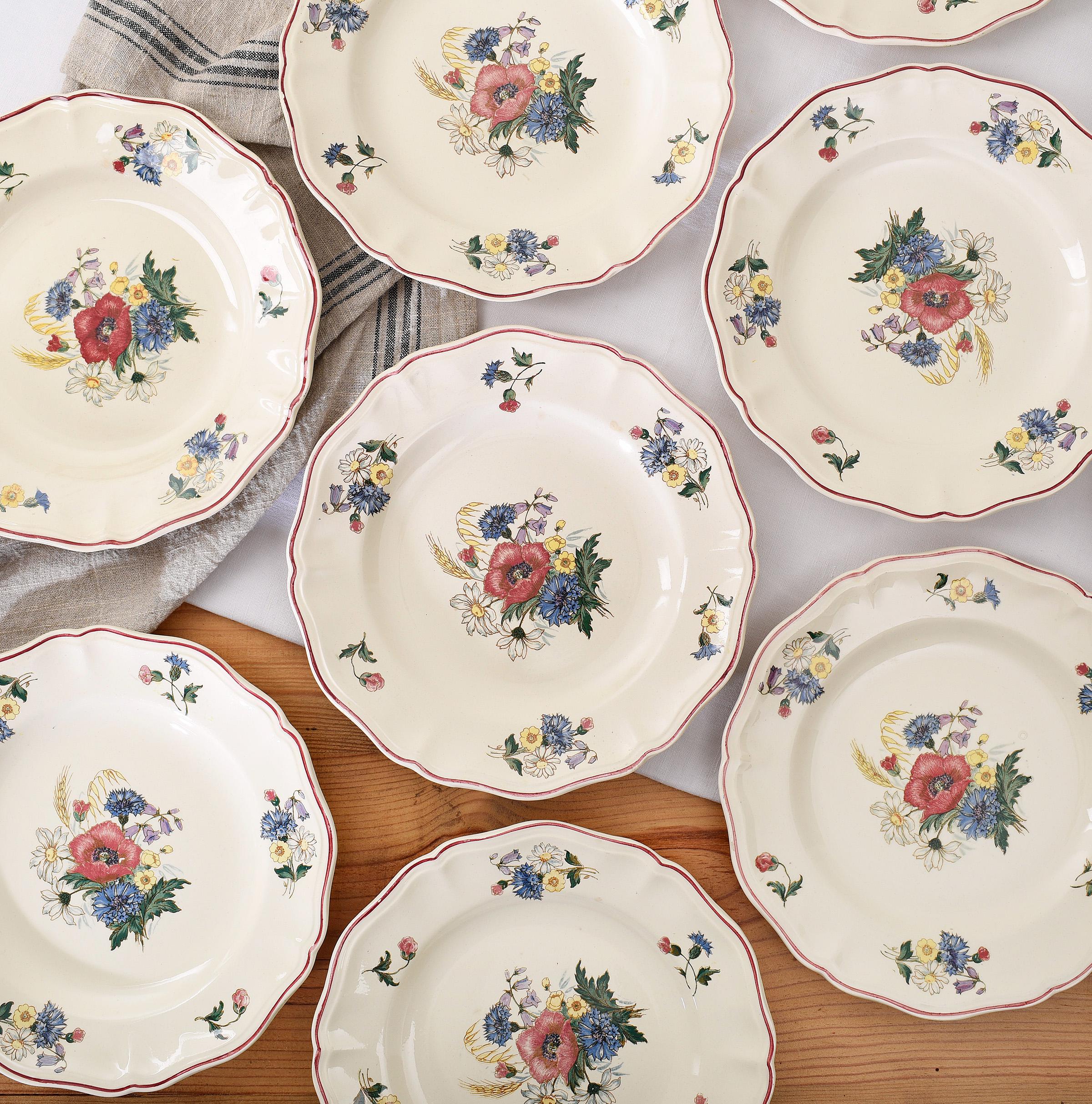 【限定セール】フランス　サルグミンヌ　アグレスト　デザートプレート　平皿　3枚 1950年代 サルグミンヌ アグレスト デザートプレート 野の花