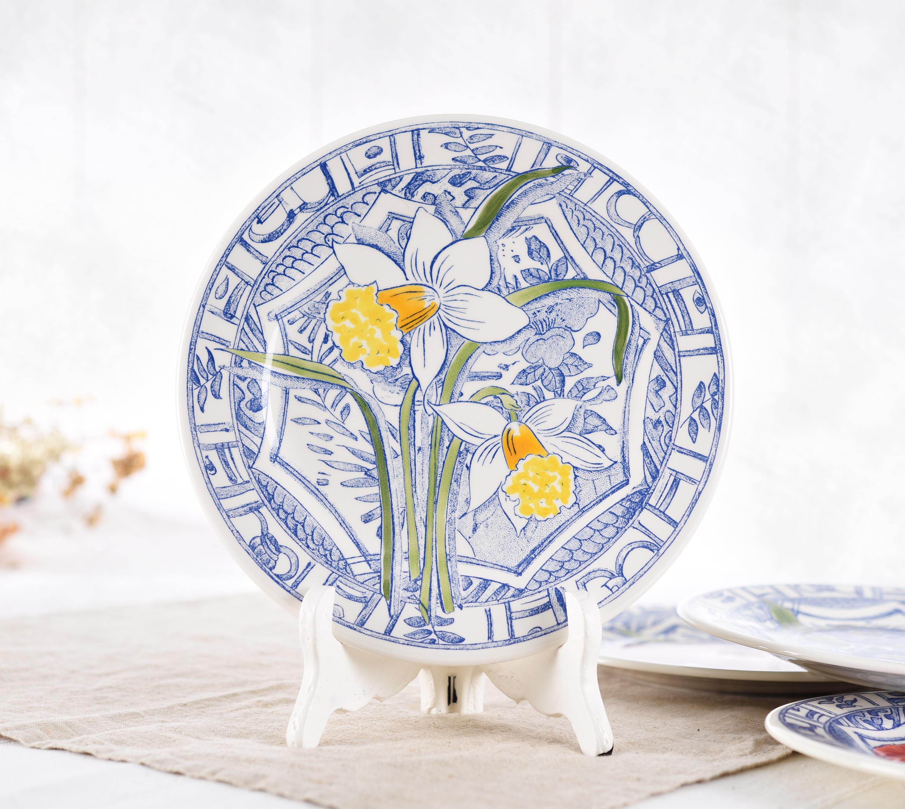 Gien Oiseau Blue Fleuri Plate- Gien Bleu French Majolica Wall