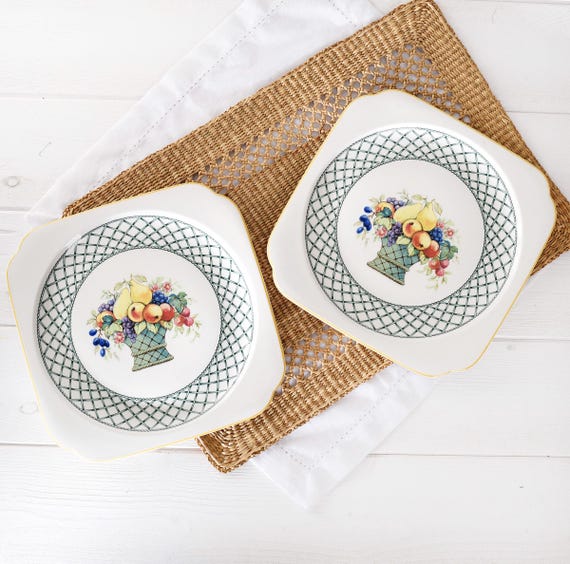 Vintage Villeroy Boch Basket Square Plates Set of 2- French