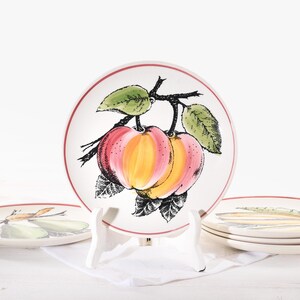 Vintage Gien France Fruit Plate- French Faience Wall Plate- Majolica Style- Ceramic Pear Banana Peach Dish- Country Kitchen Decor