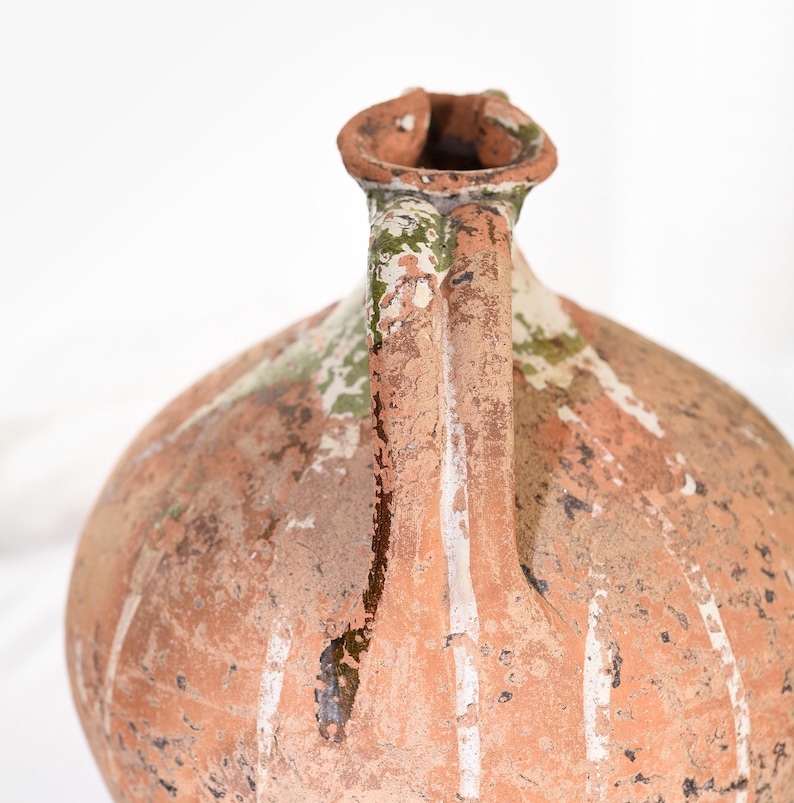 Antique French Crock Stoneware. Vintage Ovoide Stoneware. Primitive Antiques Terracotta pot. French Antique Decor.
