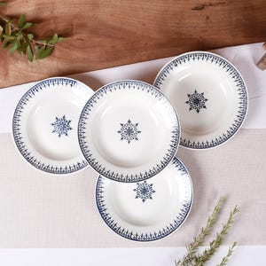 Antique French deep plate from St Amand factory. Vintage blue transferware. 19th century ironstone, Terre de Fer.
