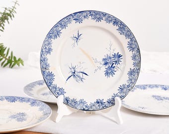 Antique Creil & Montereau Plate: French Blue White Transferware