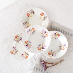 Vintage Ussr Porcelain- Set of 4 Faience Plates- Soup Plates- Russia Porcelain- Retro Soup Bowl Made in USSR- Pasta Bowl- 1970s decor.