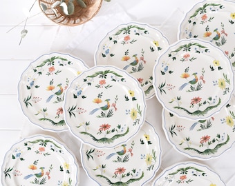 Arcopal 6 Assiettes plates +6 assiettes à dessert +plat, modèle Myosotis - Arts de la table