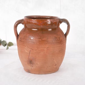 Pot à confit français. Poignées de pot à confit antiques. Pot émaillé. Déco campagne française.