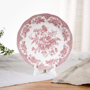 Vintage Enoch Wedgwood Large Pink Transferware Plate – 1950s English Porcelain, Asiatic Pheasant Pattern, Antique Plate