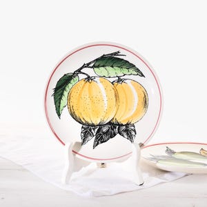 Vintage Gien France Fruit Plate- French Faience Wall Plate- Majolica Style- Ceramic Pear Banana Peach Dish- Country Kitchen Decor