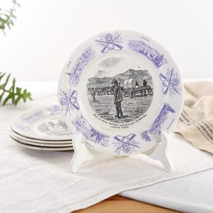 Digoin Sarreguemines Antique French Plates - Set of 5 Dessert Plates Boer War theme - Collectible Diner Ware 19th century Transferware