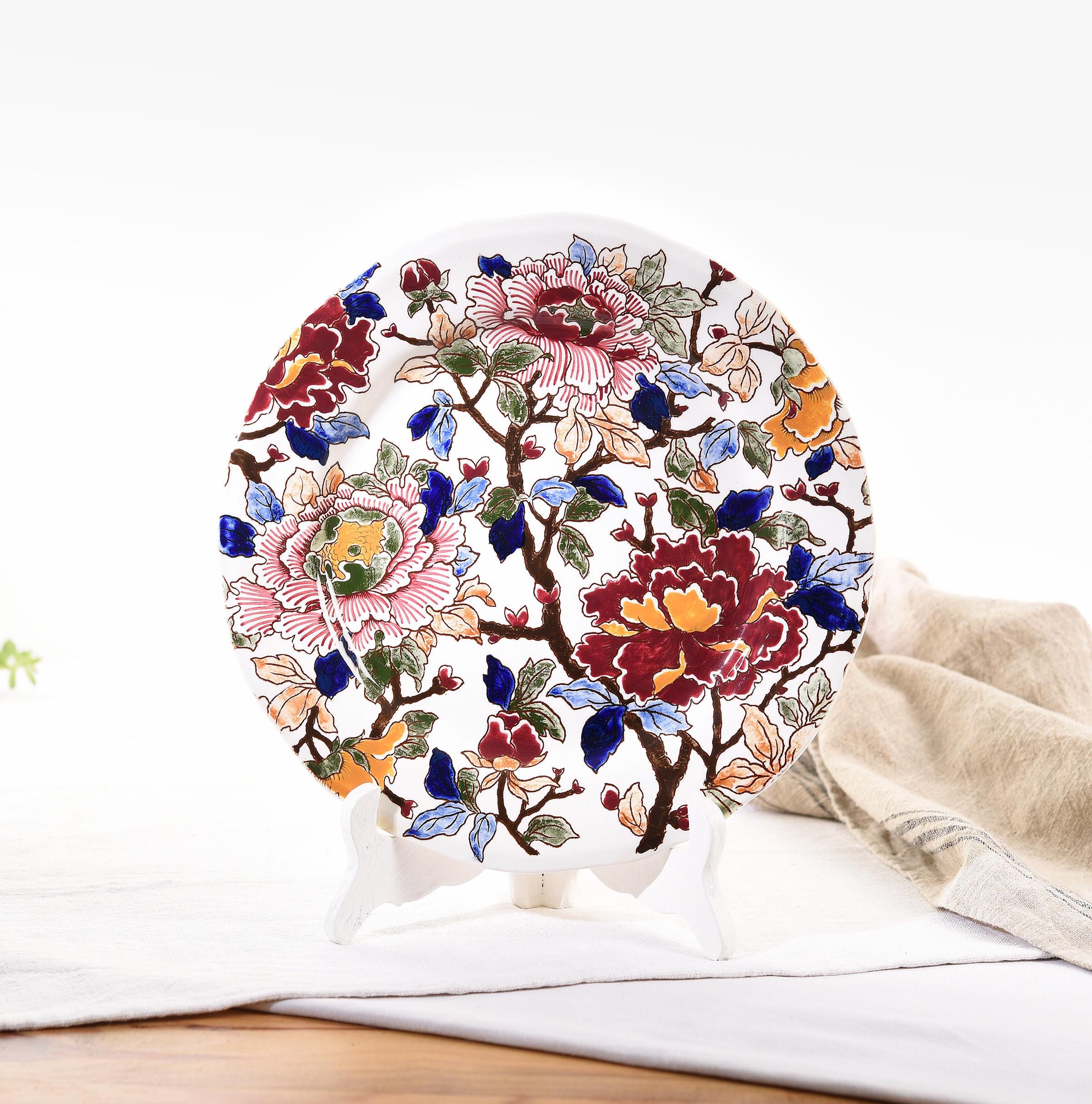 GIEN 陶器製 牡丹花柄デザイン 大皿 直径31cm GIEN 陶器製 牡丹花柄デザイン 大皿 直径31cm GIEN 陶器製 牡丹花柄