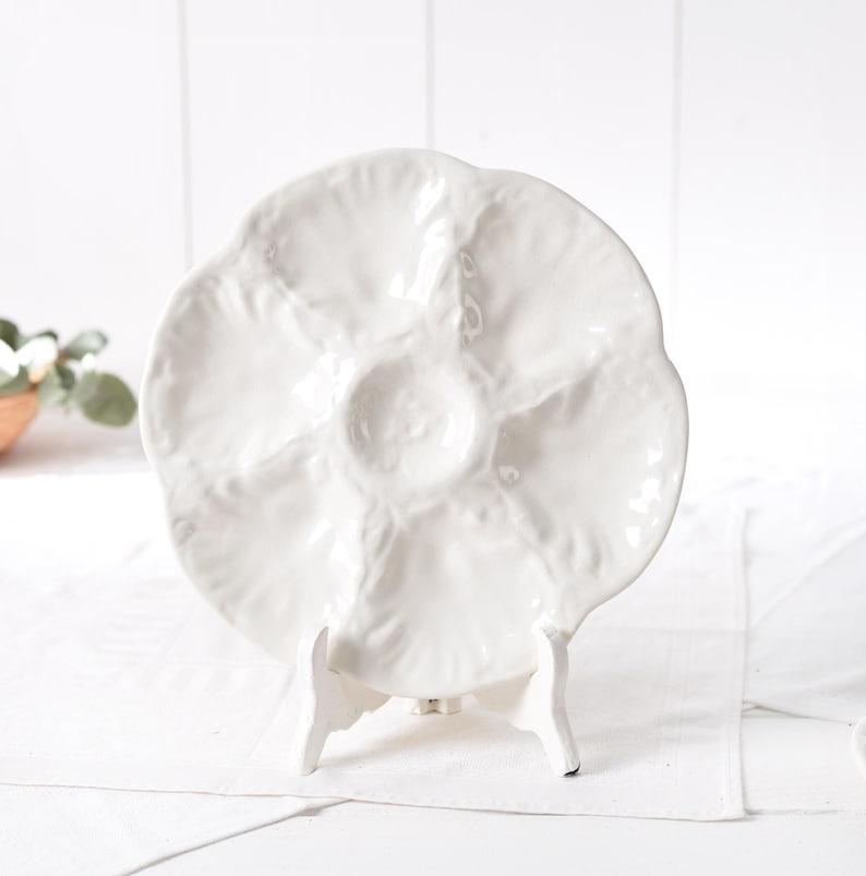 Oyster Plate - White Oysters Plates From Gien Factory - Majolica Plate ...