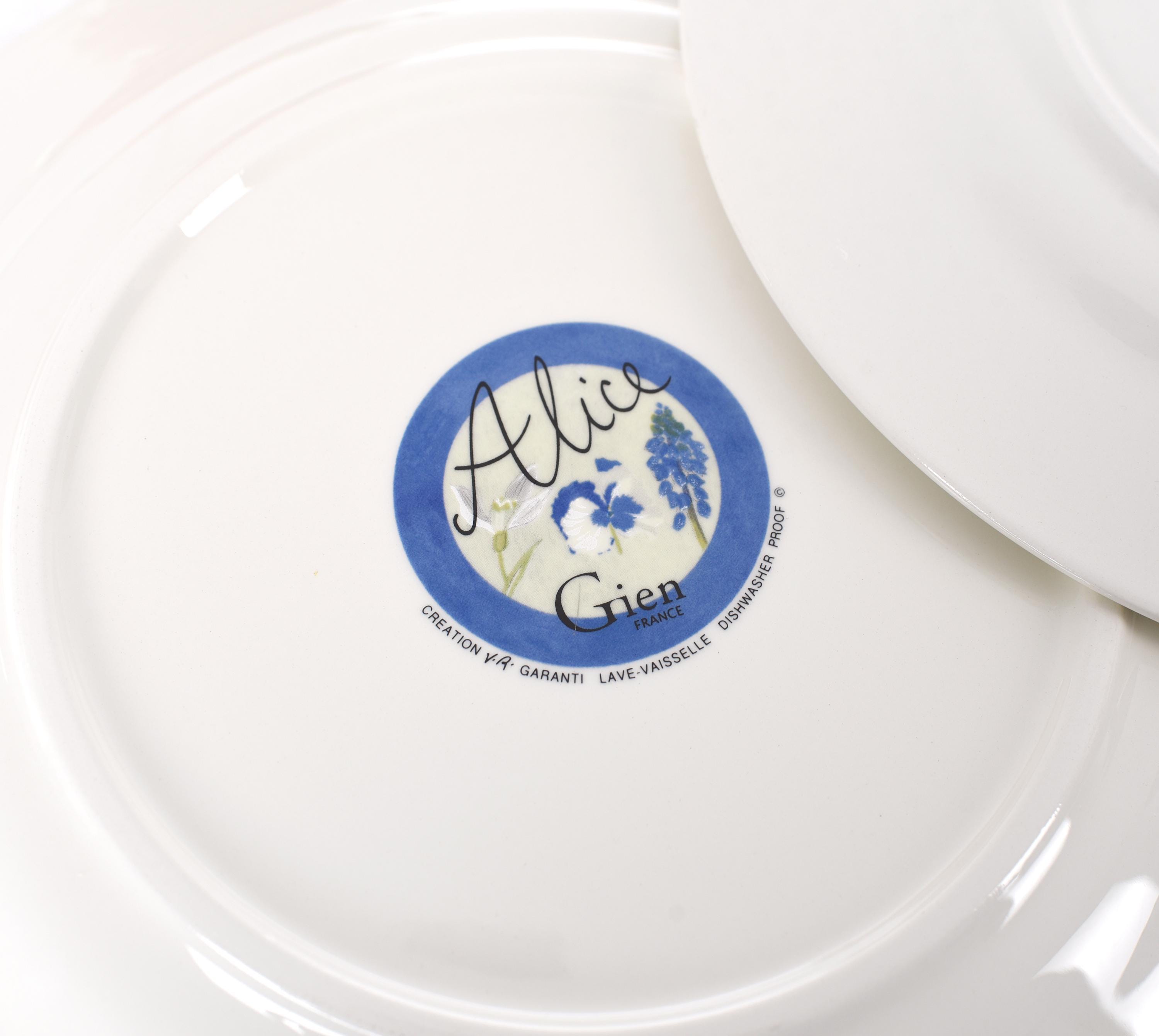 Gien Alice Plates, Set 2 Blue Floral French Dinnerware , Vintage