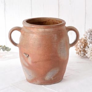 Grand pot confit ancien français ,Vase wabi sabi, Grès émaillé gris marron beige, Déco campagne chic, Poterie rustique Provence