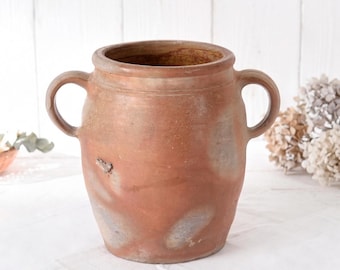 Antieke Franse confitpot, boerderijvaas Wabi Sabi, rustiek keukendecor, grote aardewerken pot