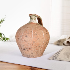 Antique French Crock Stoneware. Vintage Ovoide Stoneware. Primitive Antiques Terracotta pot. French Antique Decor.