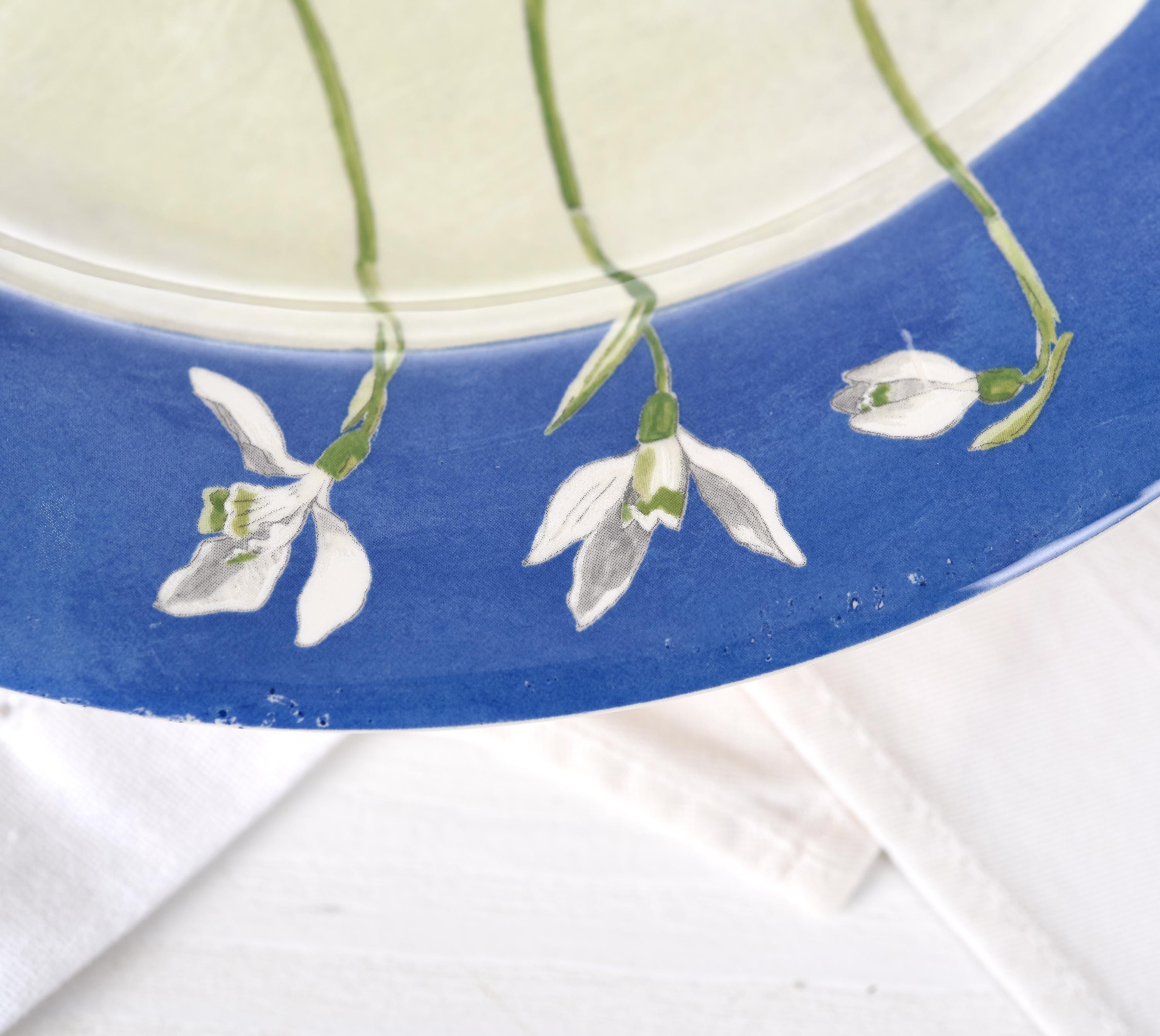 Gien Alice Plates, Set 2 Blue Floral French Dinnerware , Vintage