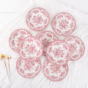 Vintage Asiatic Pheasant Plate by Enoch Wedgwood - Wedgwood plate - Pink Transferware Dessert Plate - English Dinnerware - Sold Individually