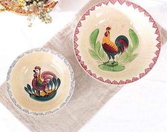 Vintage French Country Plates Choisy le Roi – Rustic Farmhouse Rooster Decor – Antique Kitchenware Cottagecore - US Customs Fees Covered