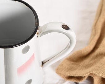 フランスアンティークのエナメルコーヒーポット。ヴィンテージの大型