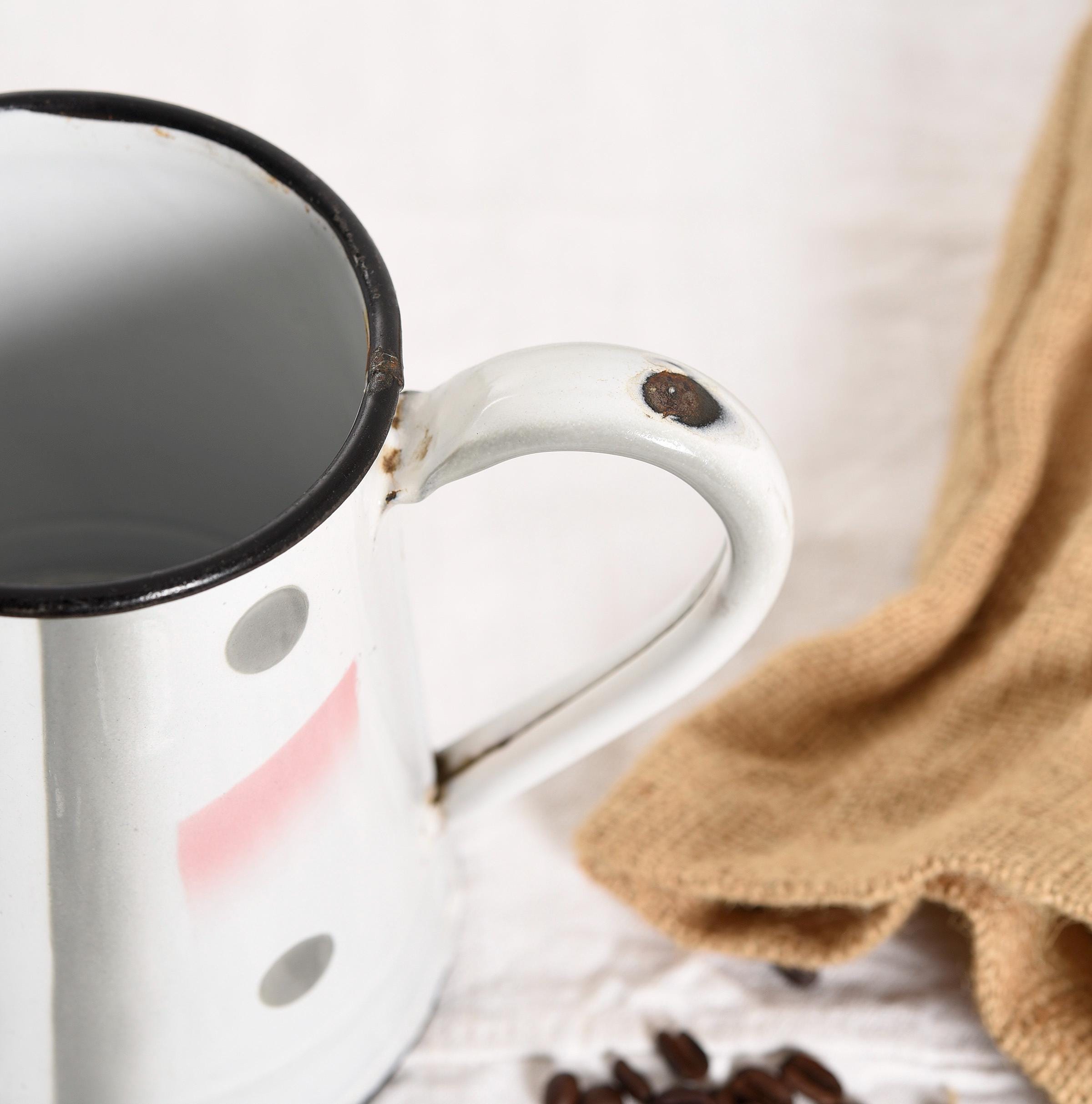 アンティーク　オフホワイト エナメル コーヒーポット フランス アンティーク ホーロー カフェティエール コーヒーポット 白