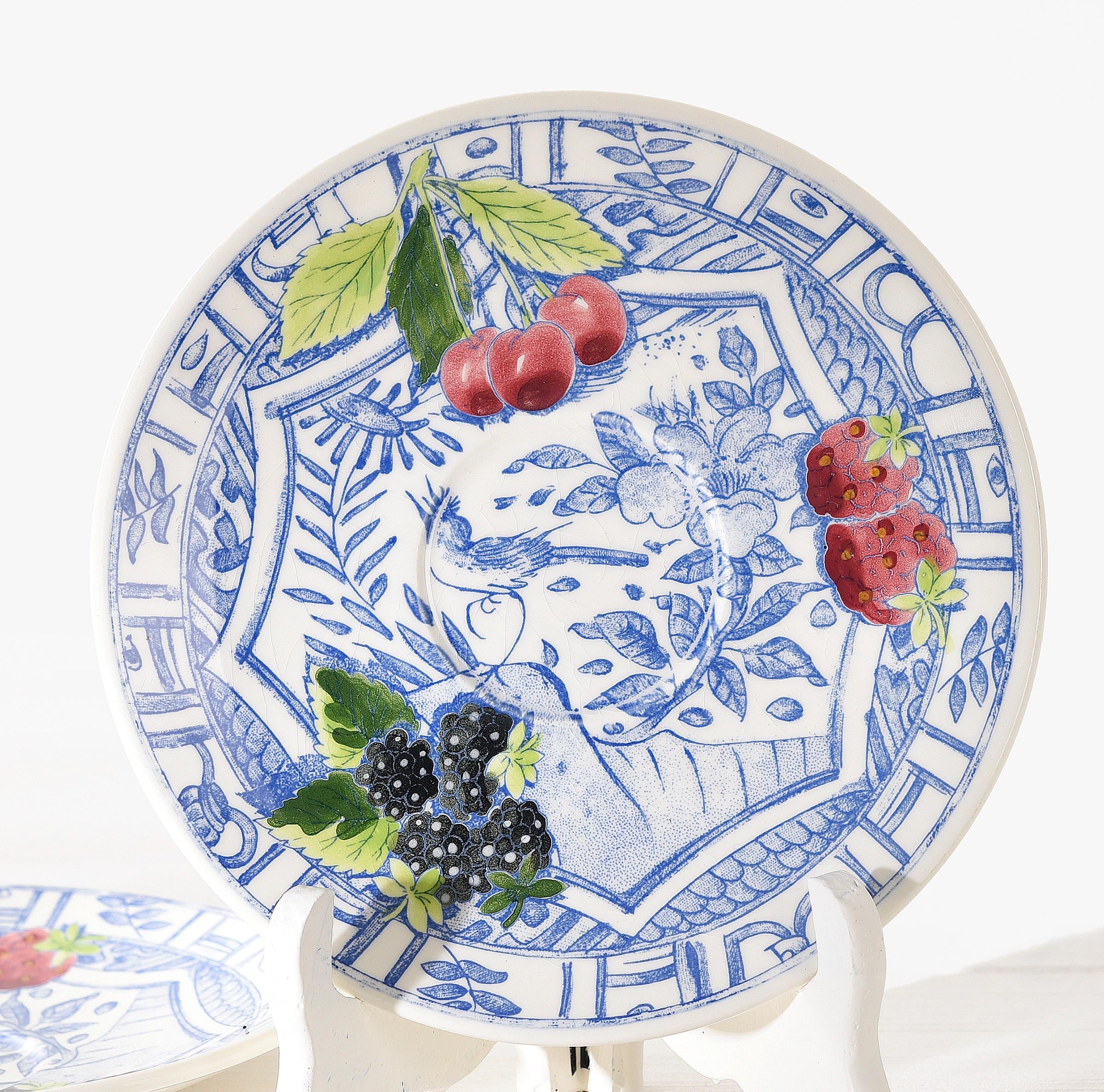 Gien Oiseau Blue Plate – Vintage French Majolica Wall Plate – Blue and White Ceramic Plate – Country Kitchen Decor – French Antique Plate