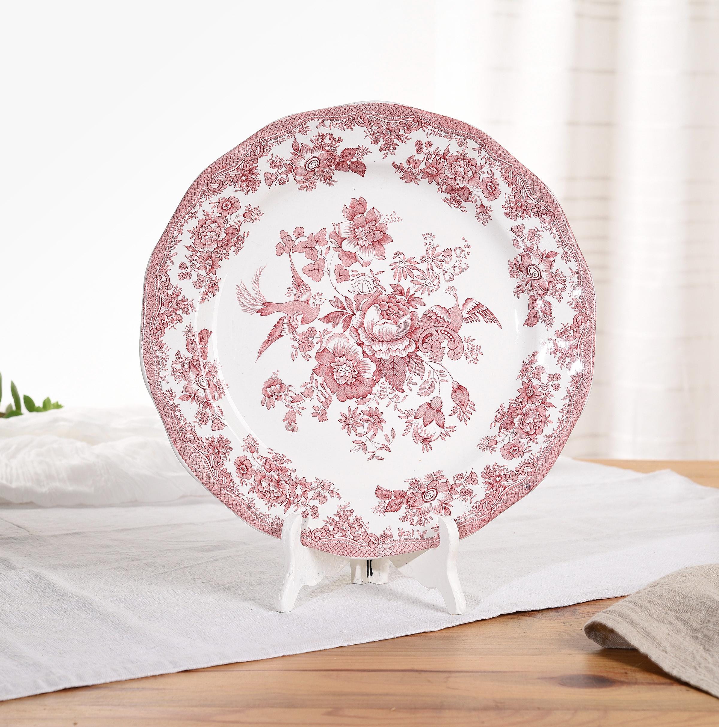 Pink Asiatic Pheasants Plate 約22.5センチ 4枚 Burleigh Pink Asiatic Pheasants Dinnerware – Hester & Cook
