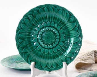 Circa 1880s Wedgwood Majolica Green Glaze Sunflower Plate - Etsy