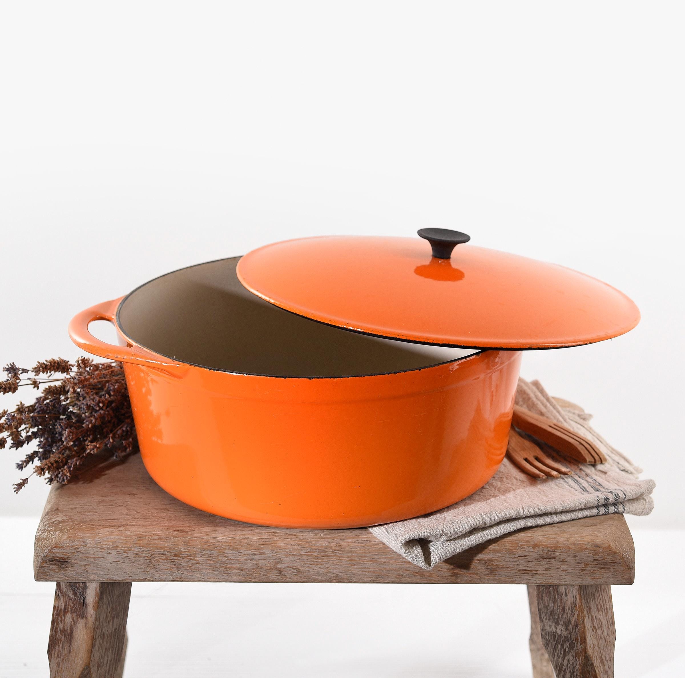 Vintage French Cousances Dutch Oven #31 Orange – Enamel Cast Iron