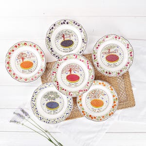 Gien &quot; Les Tartes &quot; Plate- Marie-Pierre Boitard- French Fruit Tree Dessert- Salad Plate- Farmhouse Cottagecore Kitchen Decor- Gien Porcelain