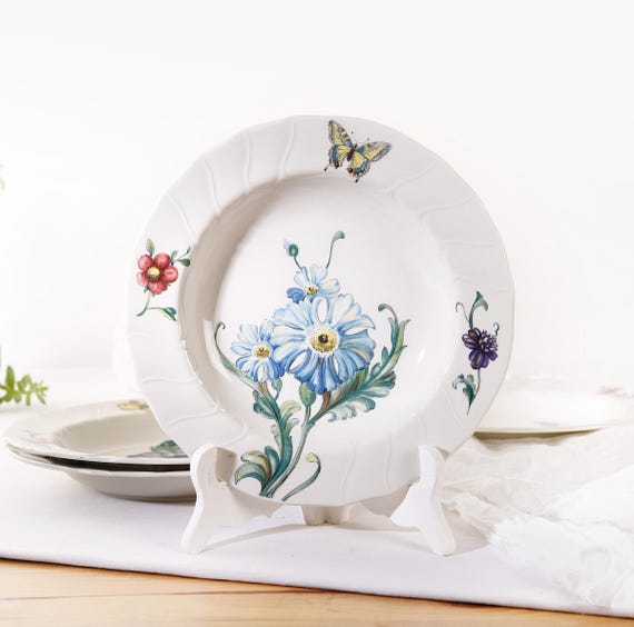 ビレロイ ボッホ プレート。ブーケモデルのスーププレート 4 枚セット