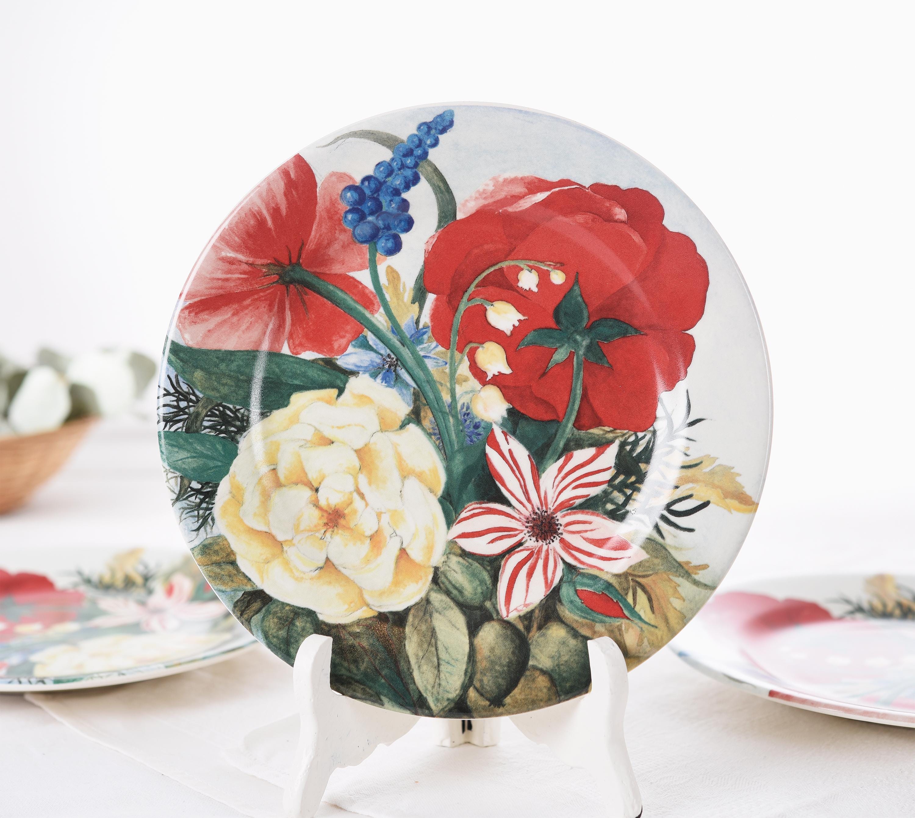 GIen FRANCE プレート Set of 7 Gien France Volupté Plates - Rare Floral French Faience