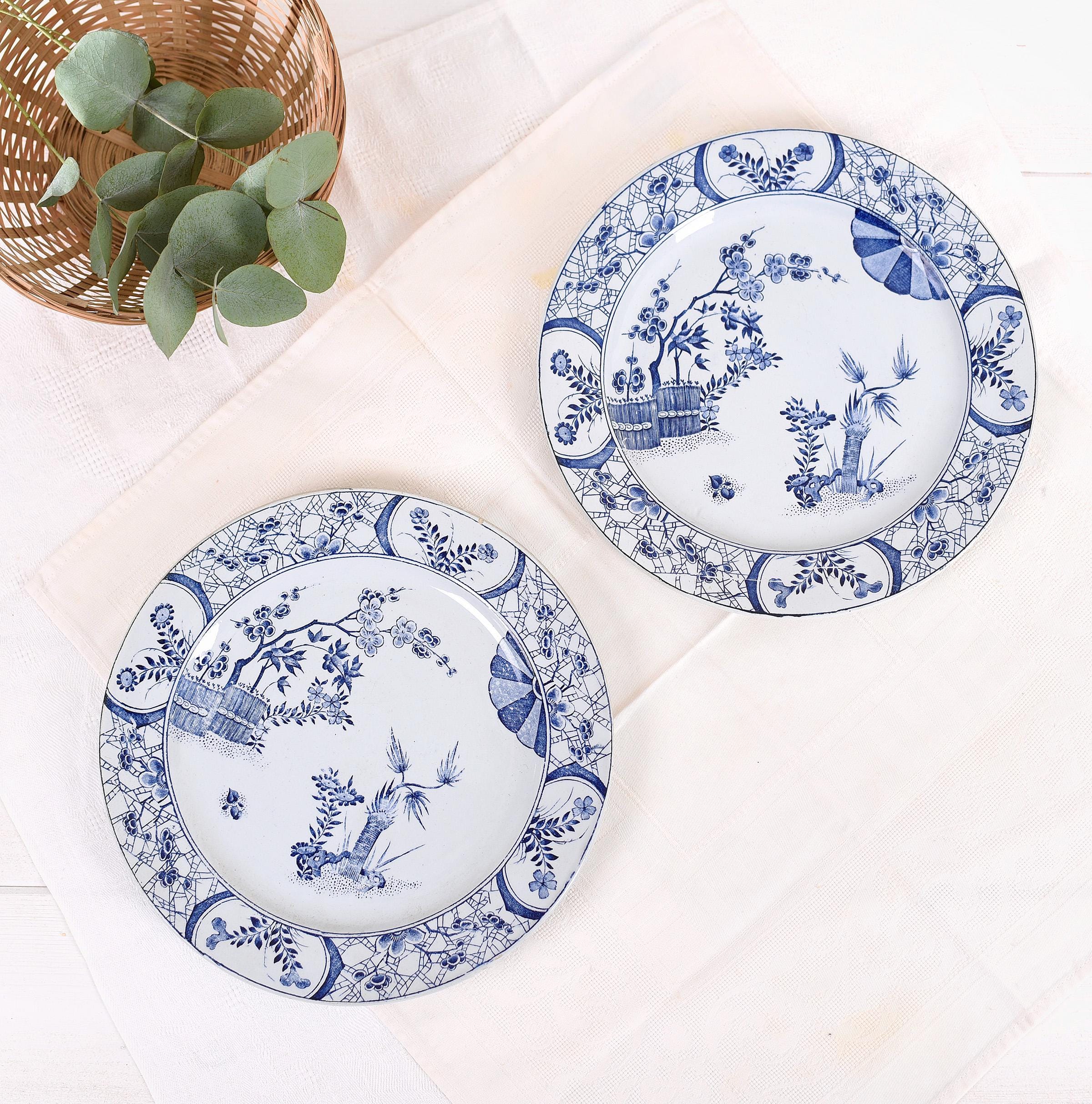 Antique French Creil Montereau Ironstone Transfer Ware Japon Plate