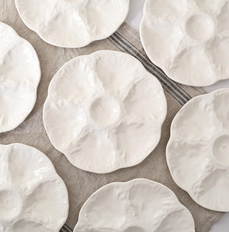 Oyster Plate - White Oysters Plates From Gien Factory - Majolica Plate ...