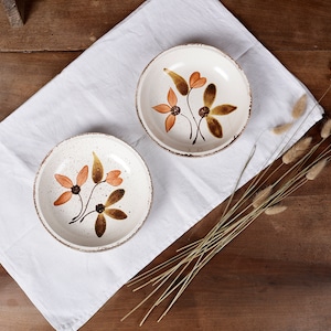 Gien Plate. Antique French soup plates. Set of 2 decorated ceramic plates made in France, vintage French tableware, floral patterns