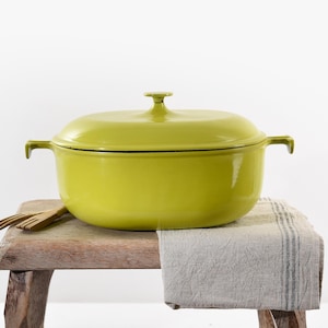 Cocotte vintage Le Creuset verte " Mama " – fonte émaillée – design Enzo Mari  – faitout ancien français – cuisine rustique française