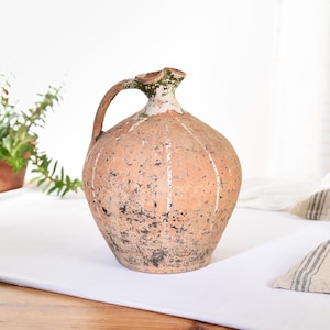 Antique French Crock Stoneware. Vintage Ovoide Stoneware. Primitive Antiques Terracotta pot. French Antique Decor.