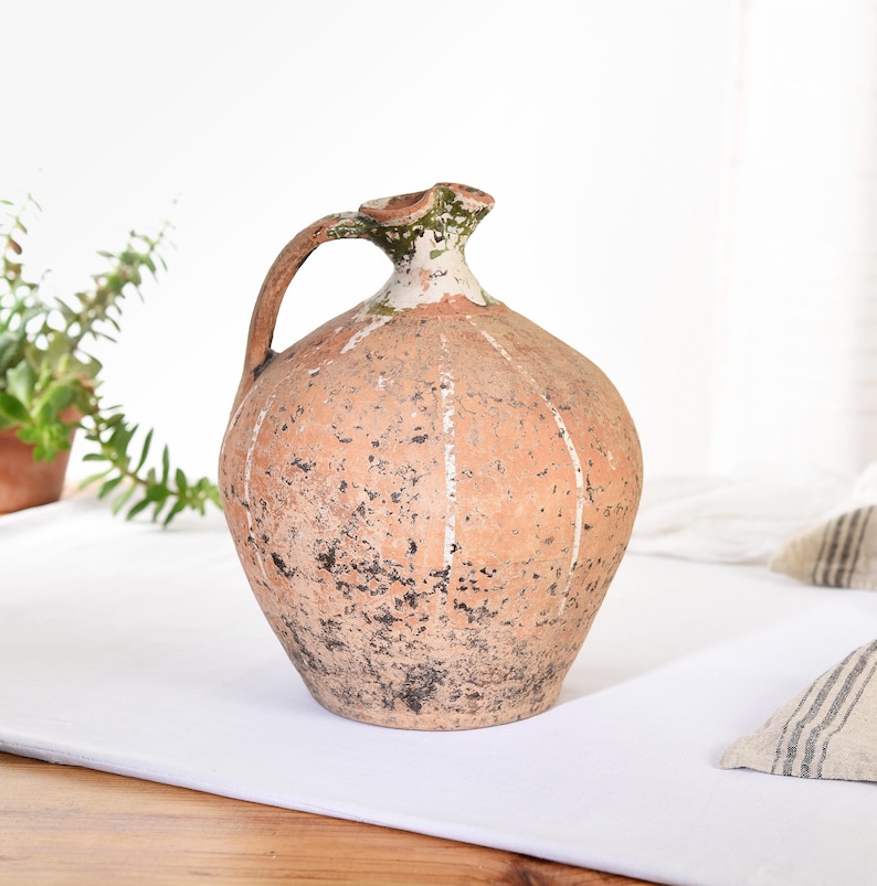 Antique French Crock Stoneware. Vintage Ovoide Stoneware. Primitive Antiques Terracotta pot. French Antique Decor.