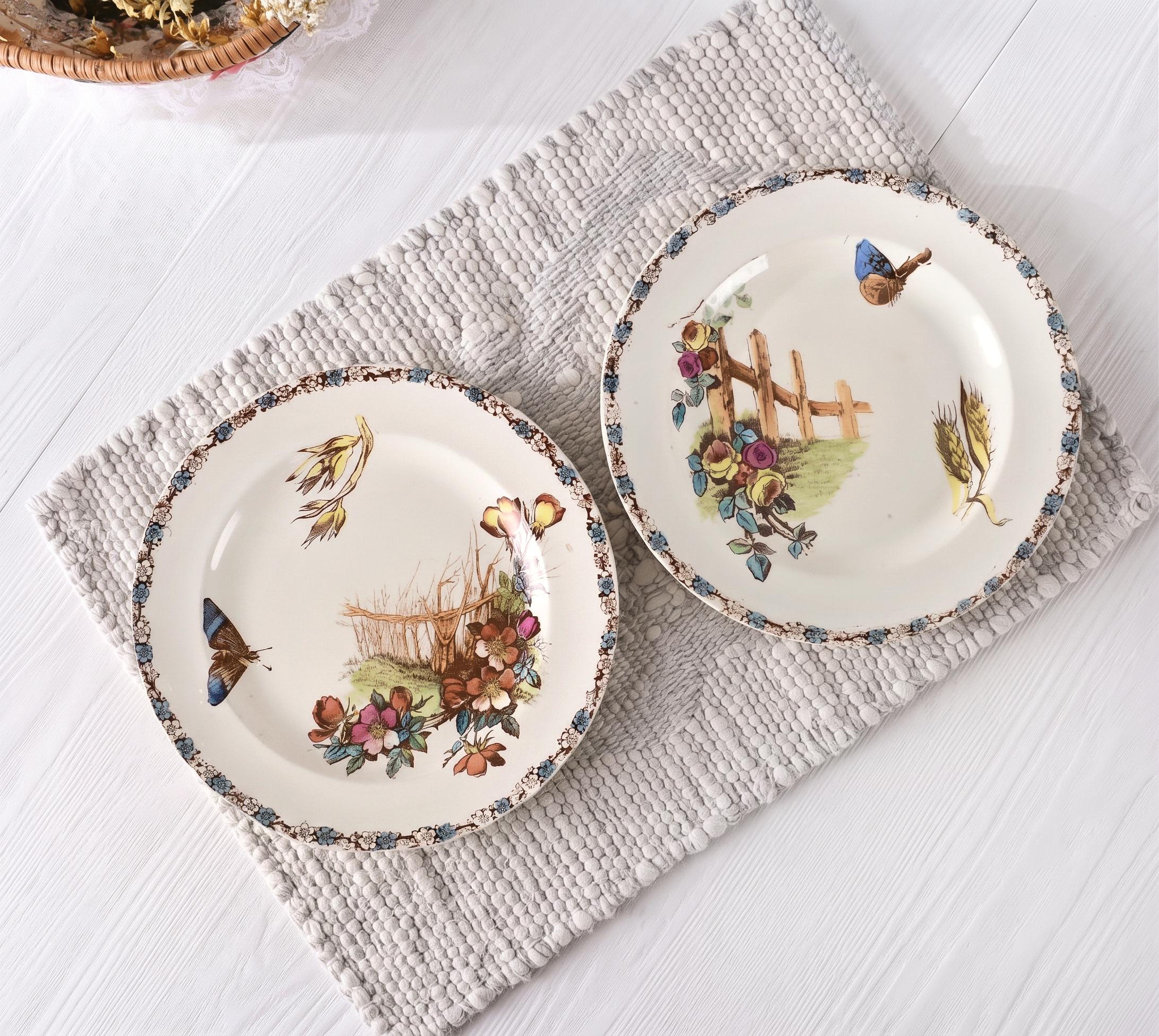 Sale E.Bourgeois アンティークプレート　2枚set 21cm E Bourgeois Plates - Etsy
