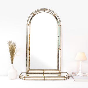 Venetian Mirror – Large Hollywood Regency Vintage Pareclose Mirror – Art Deco Wall Mirror – Luxury Antique French Décor -  110 cm (43.3 in)