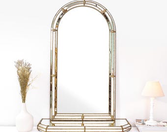 Der venezianische Spiegel - großer Hollywood Regency Vintage Parenahe Spiegel - Art Deco Wandspiegel - Luxus antikes französisches Dekor - 110 cm (43.3 in)