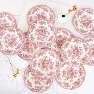 Vintage Asiatic Pheasant Plate by Enoch Wedgwood - Wedgwood plate - Pink Transferware Dinner Plate - English Dinnerware - Sold Individually