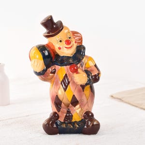Vintage Clown Ceramic Piggy Bank- Retro Circus Decor- Kitsch Clown Figurine- Collectible Money Bank-Antique Clown Statue- Clown Ornement