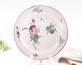 Gien Straß Muster. Antike Servierplatte. Vintage Französischer Rosa Blumenteller.