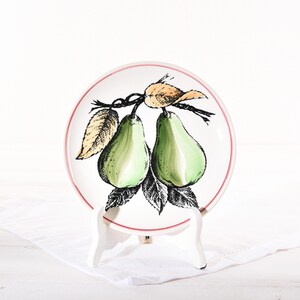 Vintage Gien France Fruit Plate- French Faience Wall Plate- Majolica Style- Ceramic Pear Banana Peach Dish- Country Kitchen Decor