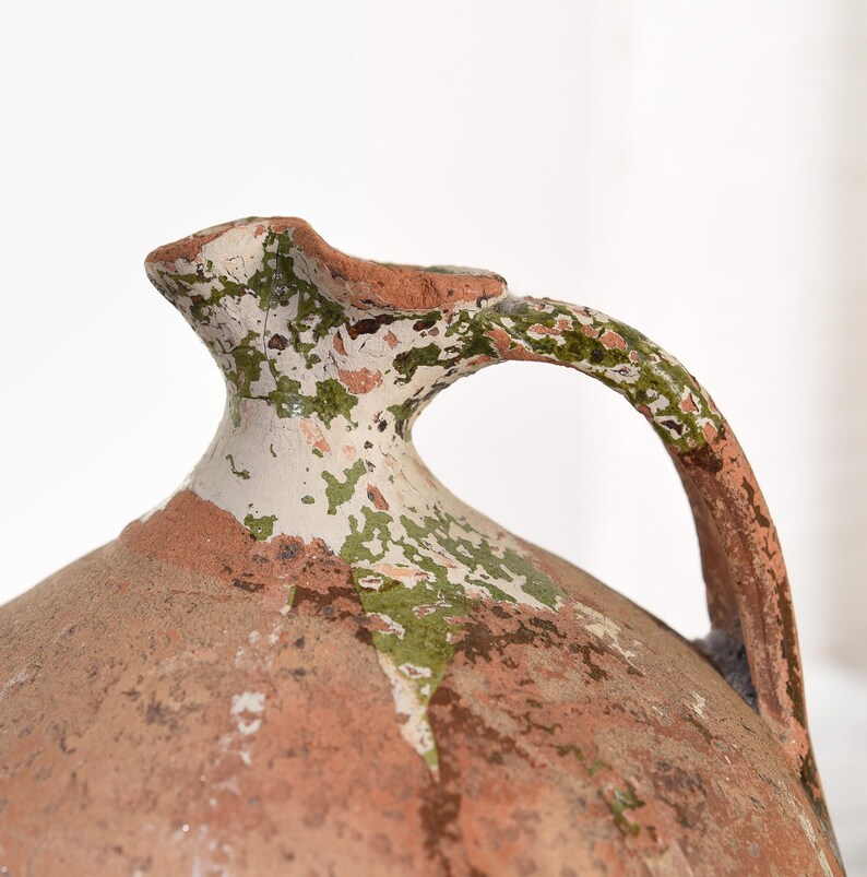 Antique French Crock Stoneware. Vintage Ovoide Stoneware. Primitive Antiques Terracotta pot. French Antique Decor.