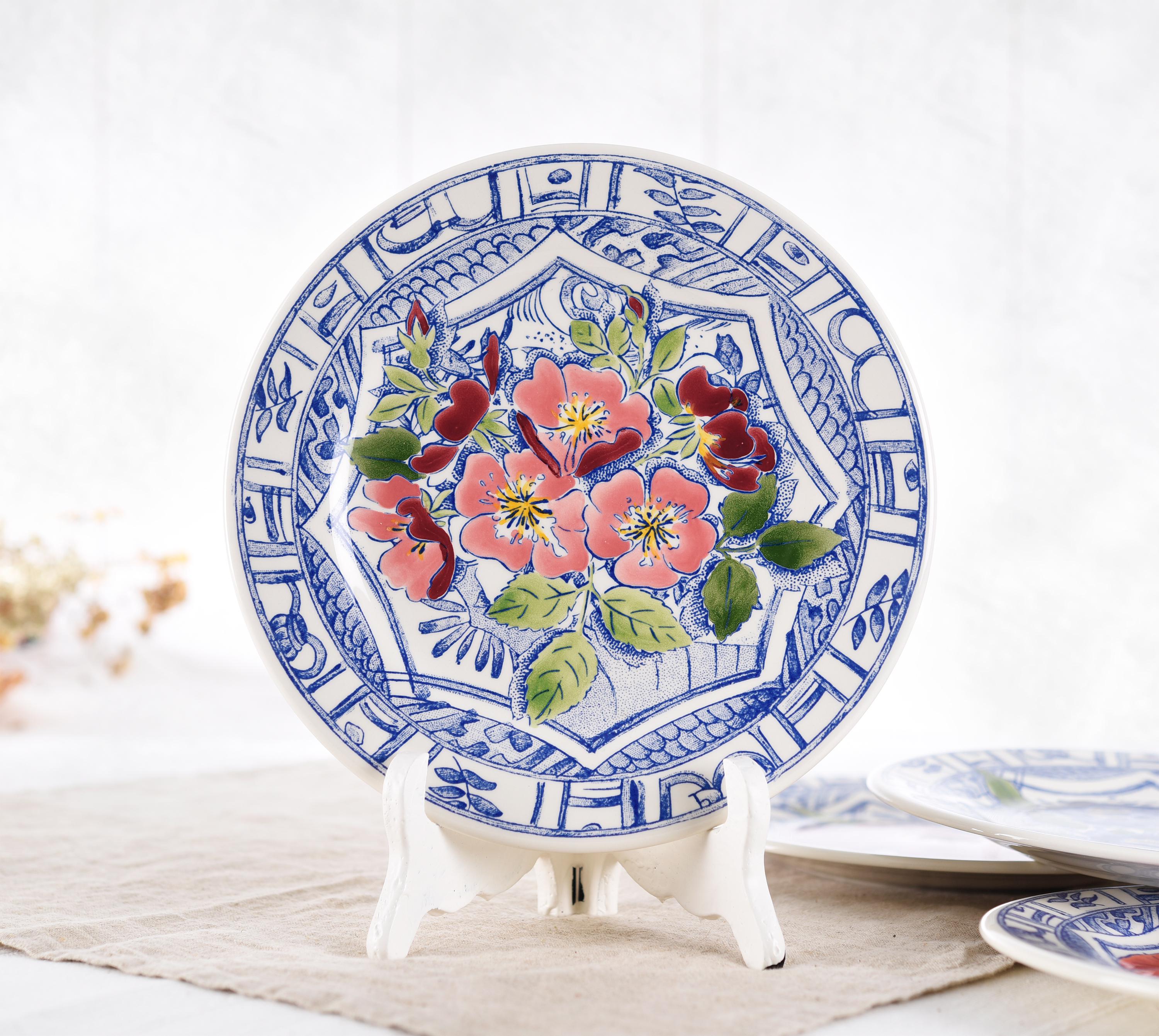 Gien Oiseau Blue Fleuri Plate- Gien Bleu French Majolica Wall