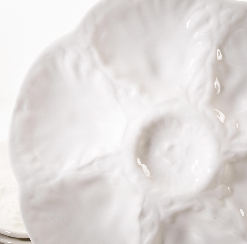 Oyster Plate - White Oysters Plates From Gien Factory - Majolica Plate ...