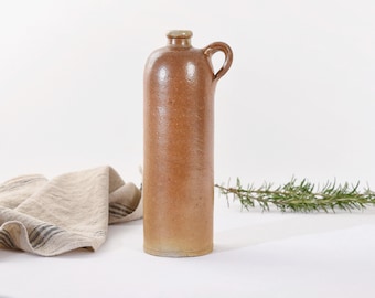 Jarrón de terracota vintage - Botella francesa antigua - Decoración estilo bohemio o campestre - Color marrón terracota natural
